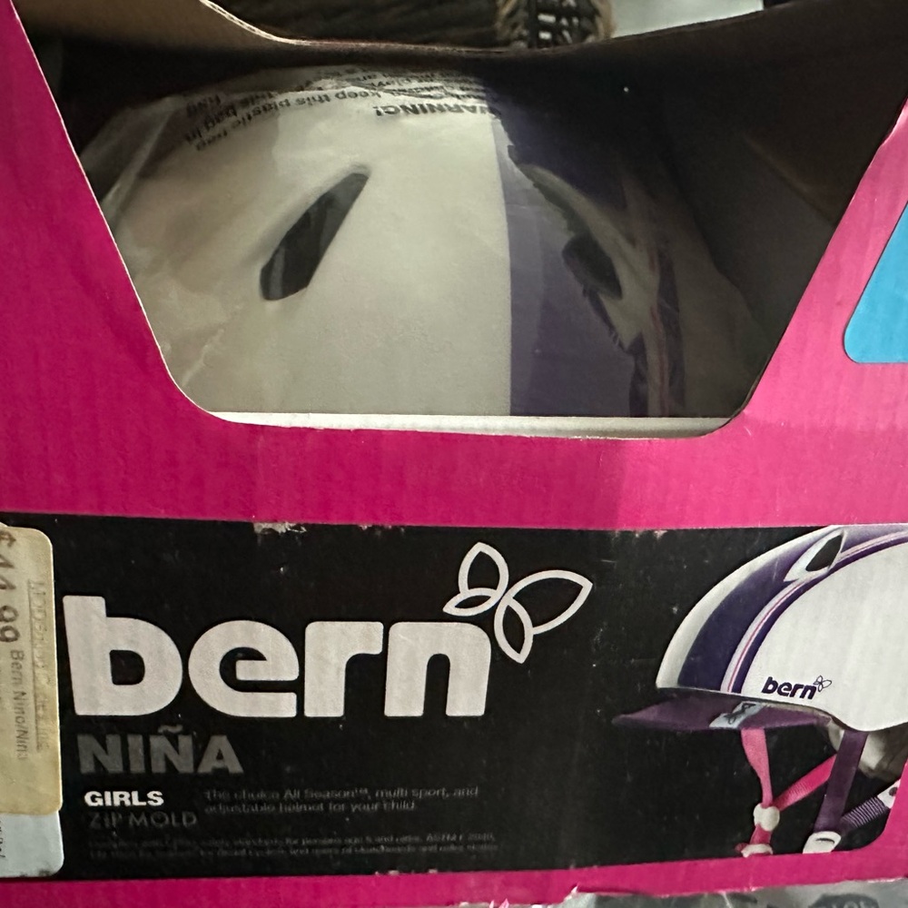 Bern Girls White and Purple Helmet